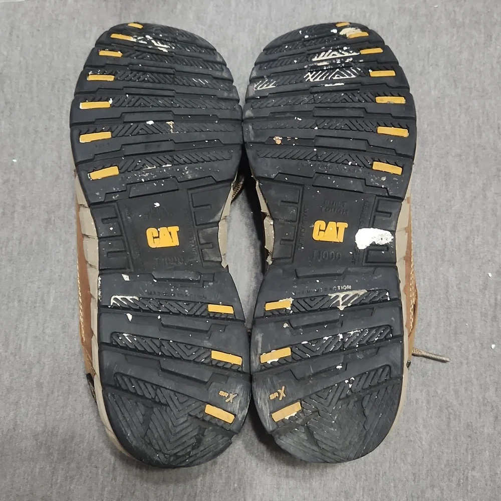 CATERPILLAR Men's Brown Leather Composite Toe Work Shoes Sneakers Low-Top Boots - Picture 13 of 17